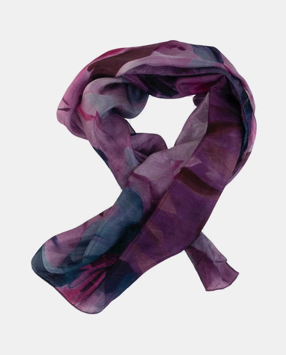 Lenço Quadrado de Seda com Estampado Floral Rosa-4