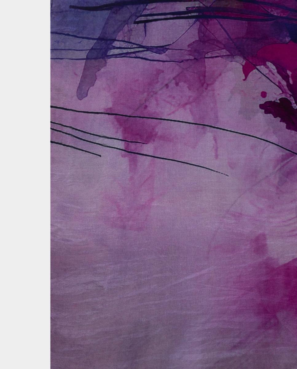 Lenço Quadrado de Seda com Estampado Floral Lilás-3