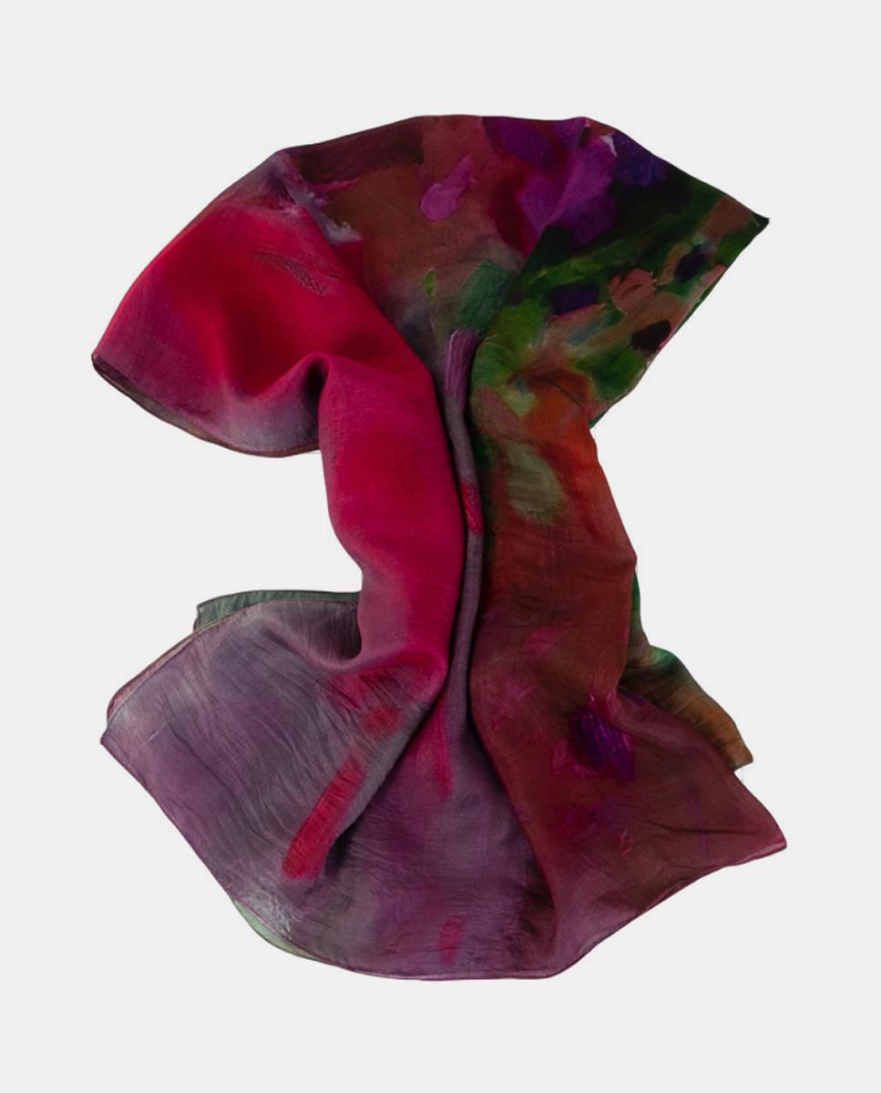 Lenço Quadrado de Seda com Estampado Floral Lilás-2