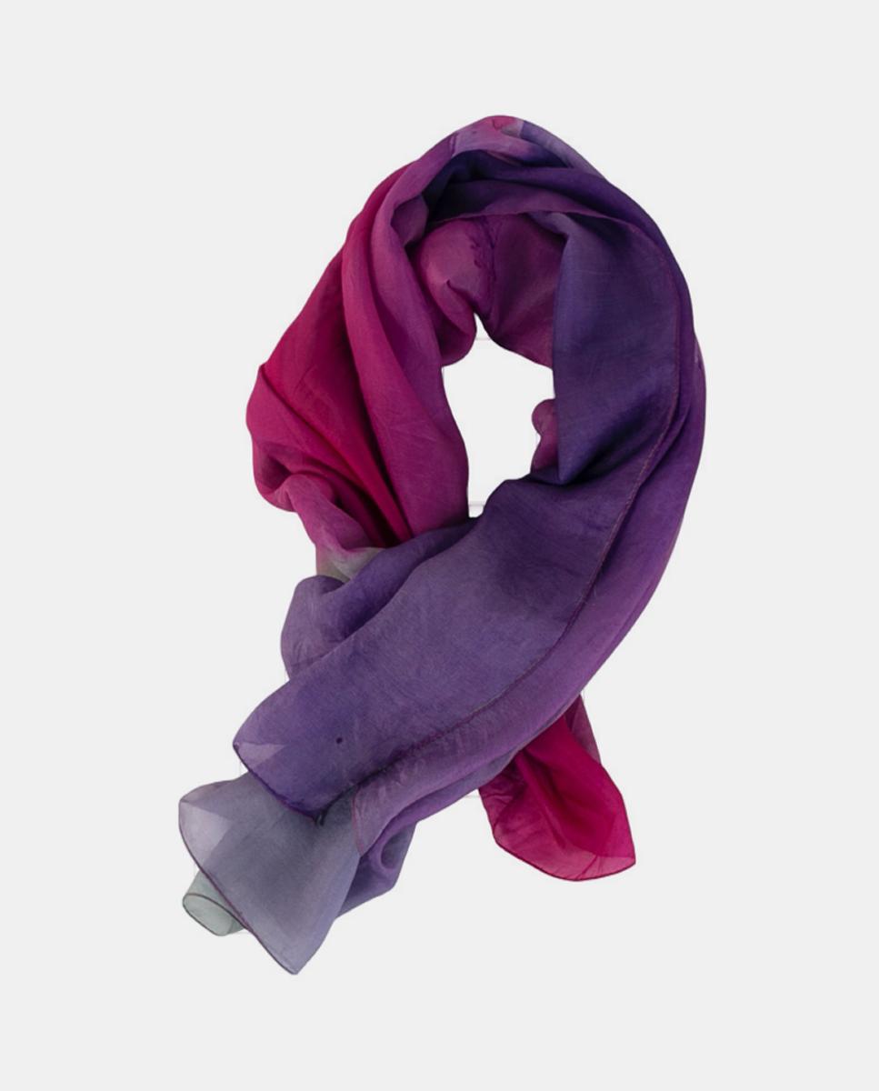 Lenço Quadrado de Seda com Estampado Rosa-3