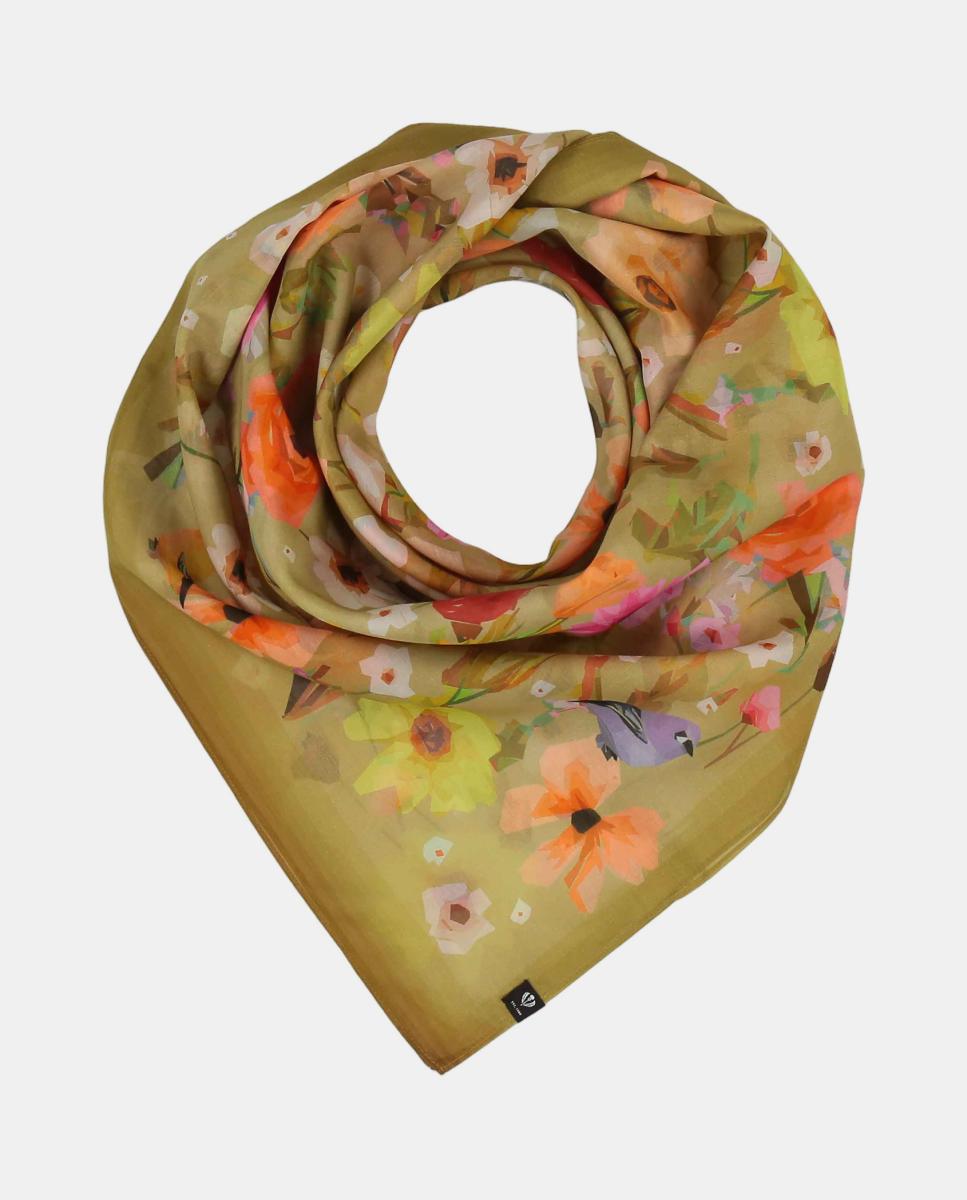 Lenço de Seda Castanho-claro-3