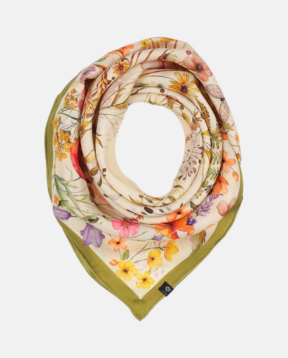 Lenço de Seda Castanho-claro-3