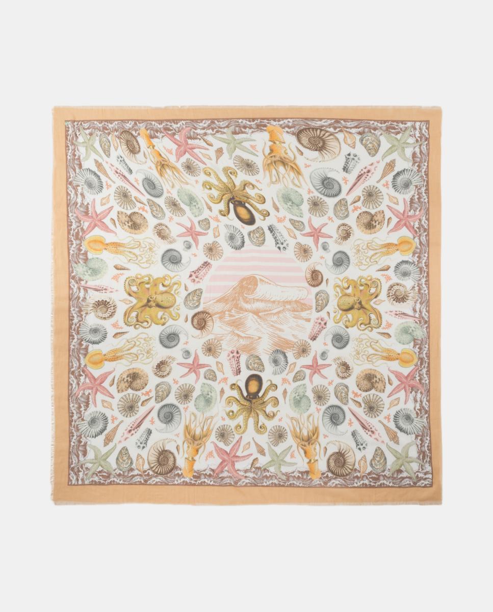 Imagem 0 de Cachecol Ligeiro de Algodão com Motivos Marítimos