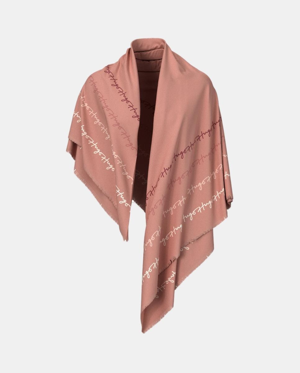 Lenço de Modal e Algodão Estampado Rosa-3