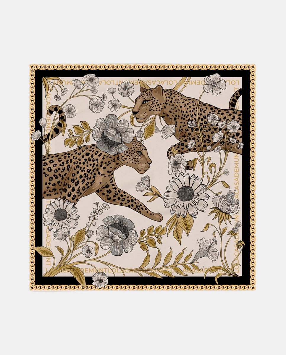 Imagem 0 de Lenço com Estampado Floral e de Tigres