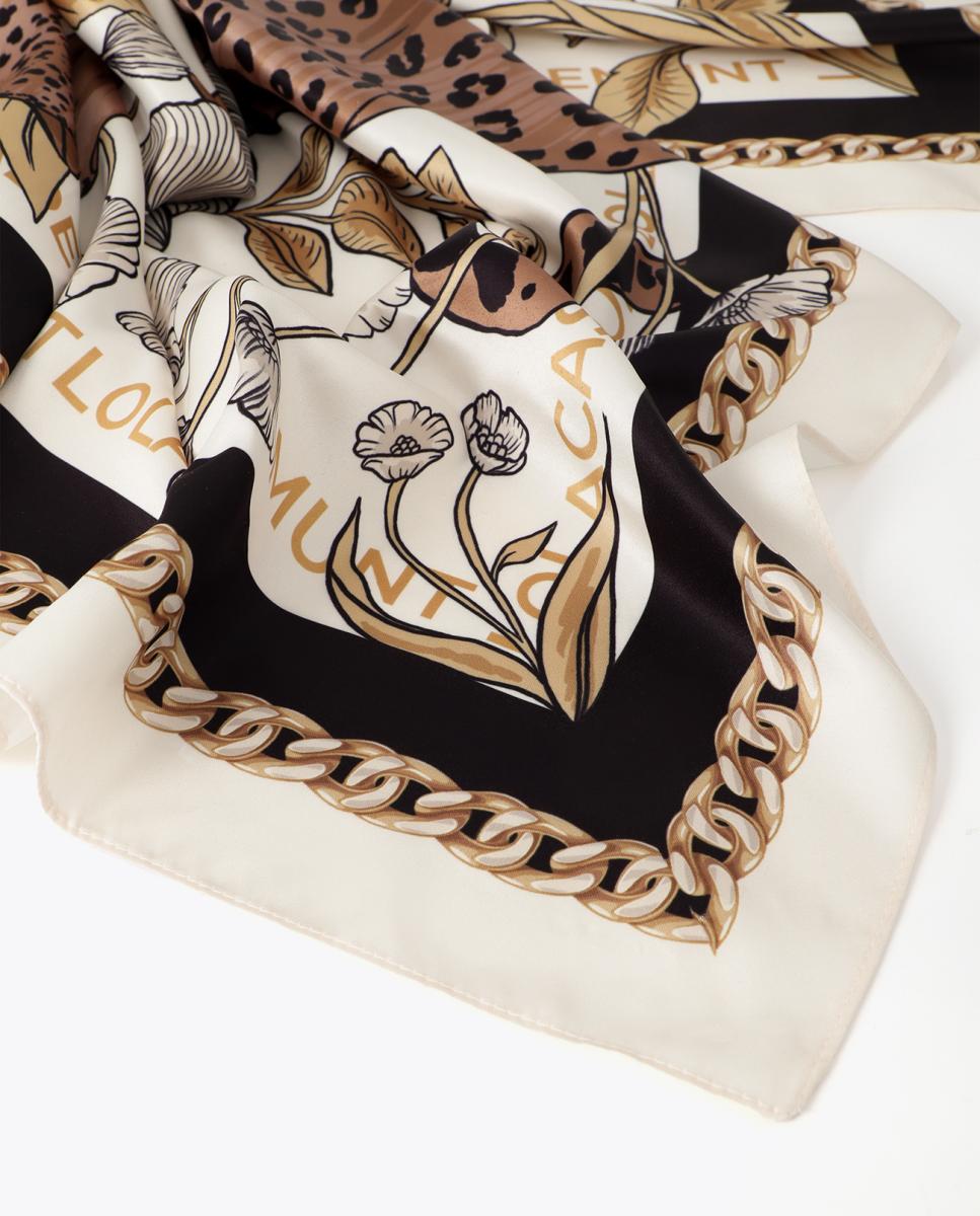 Lenço com Estampado Floral e de Tigres Multicolor-5