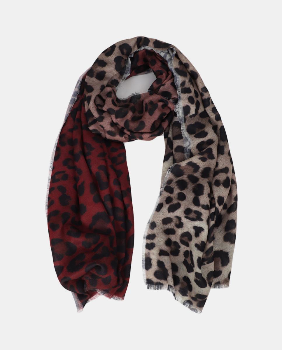 Écharpe com Animal Print em Degradé Castanho-2
