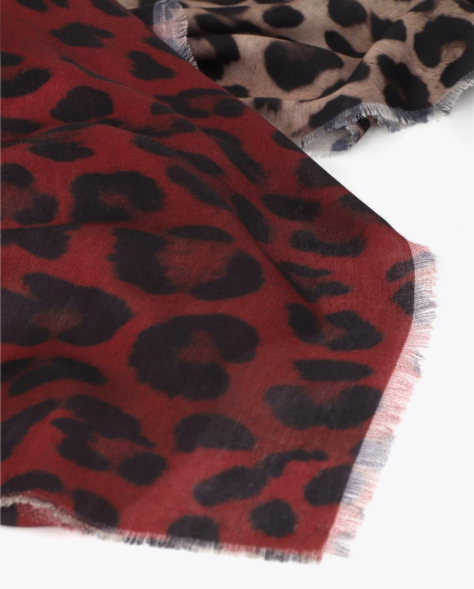 Écharpe com Animal Print em Degradé Castanho-3