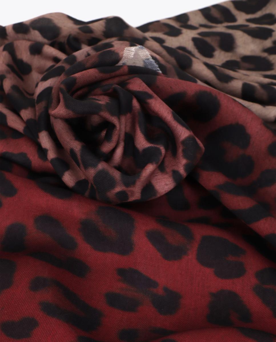 Écharpe com Animal Print em Degradé Castanho-4