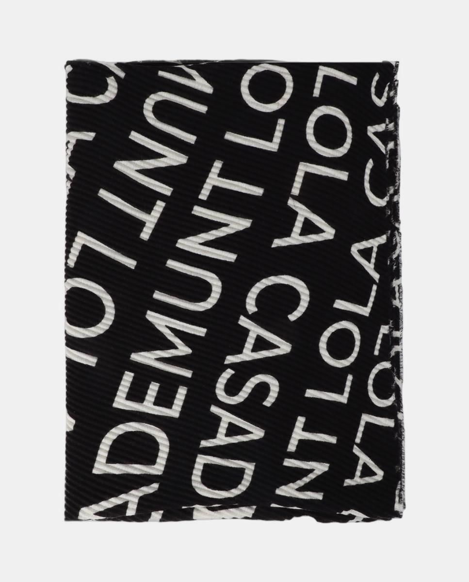 Fular plisado con logotipo - Lola Casademunt - Negro Negro-1