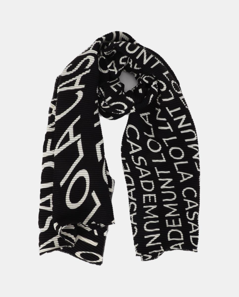 Fular plisado con logotipo - Lola Casademunt - Negro Negro-2
