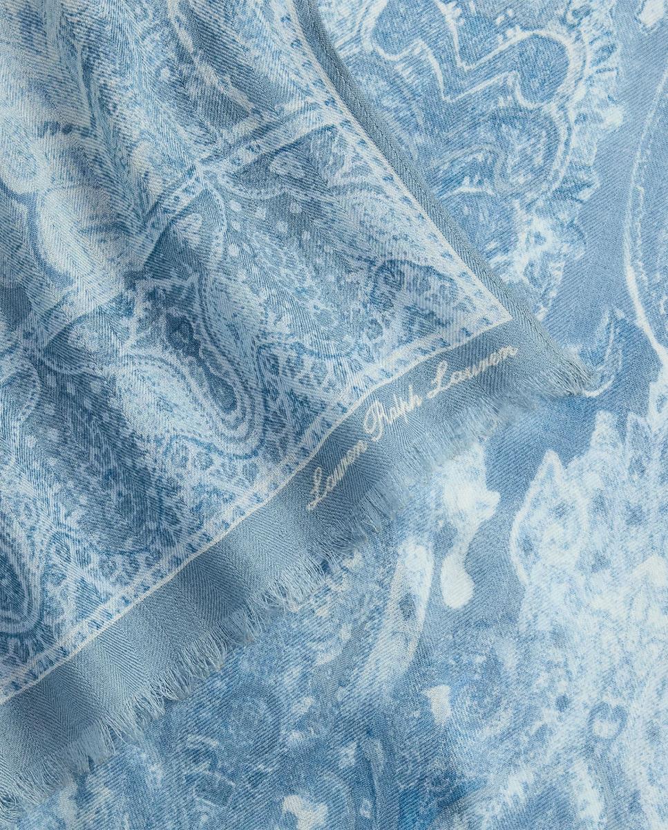 Lenço Quadrado de Seda com Estampado Azul-claro-3