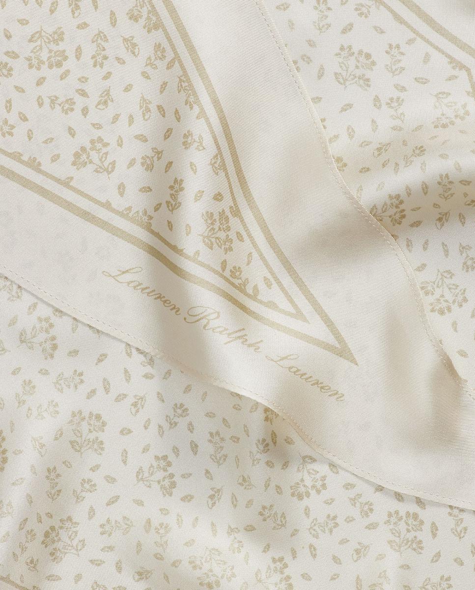 Lenço Quadrado de Seda com Estampado Branco-3