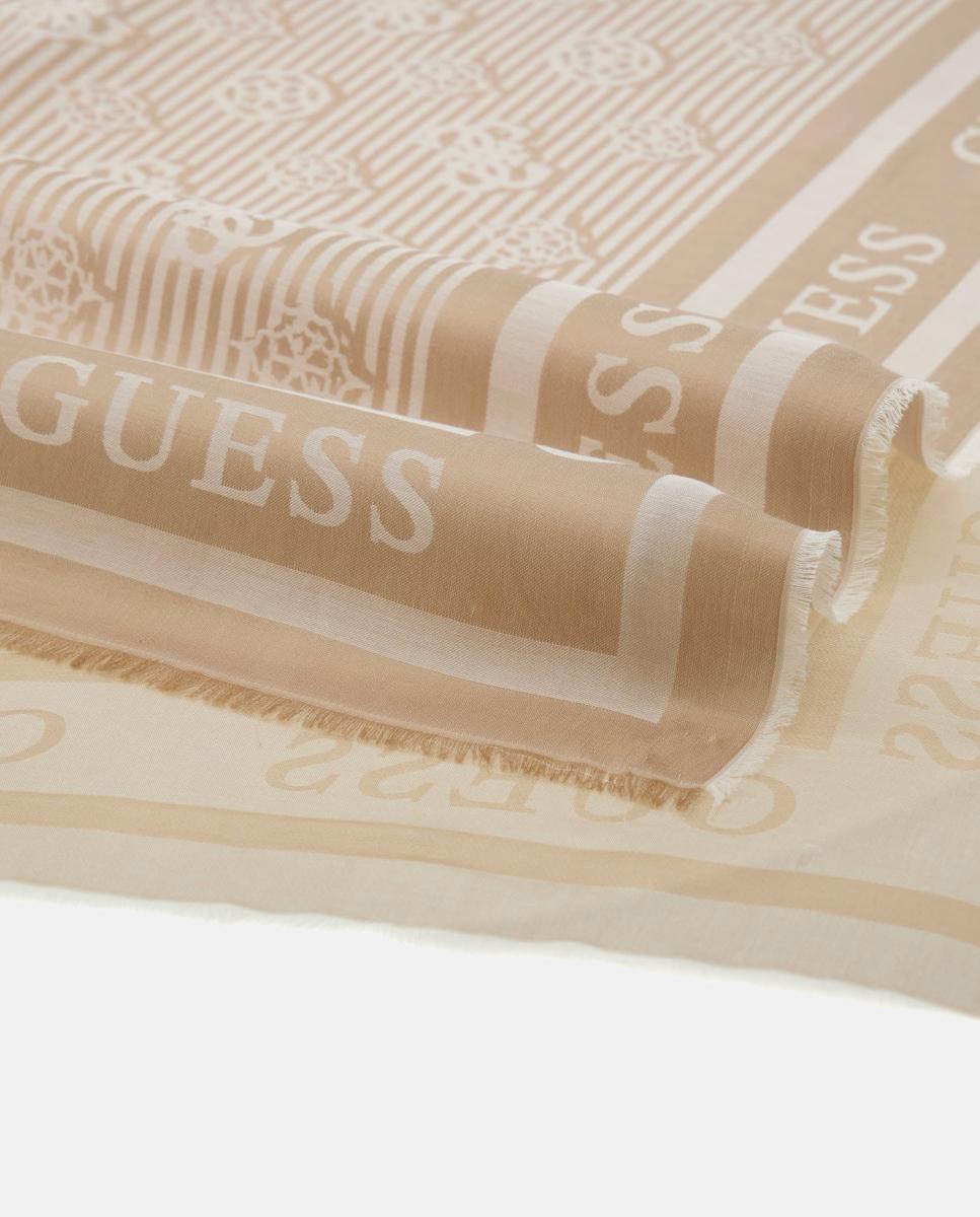 Lenço de Jacquard com Monograma de Logótipo Bege-3