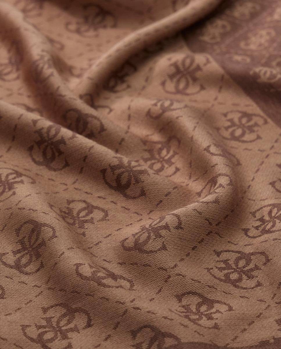 Lenço de Jacquard com Monograma e Logótipo Castanho-claro-2
