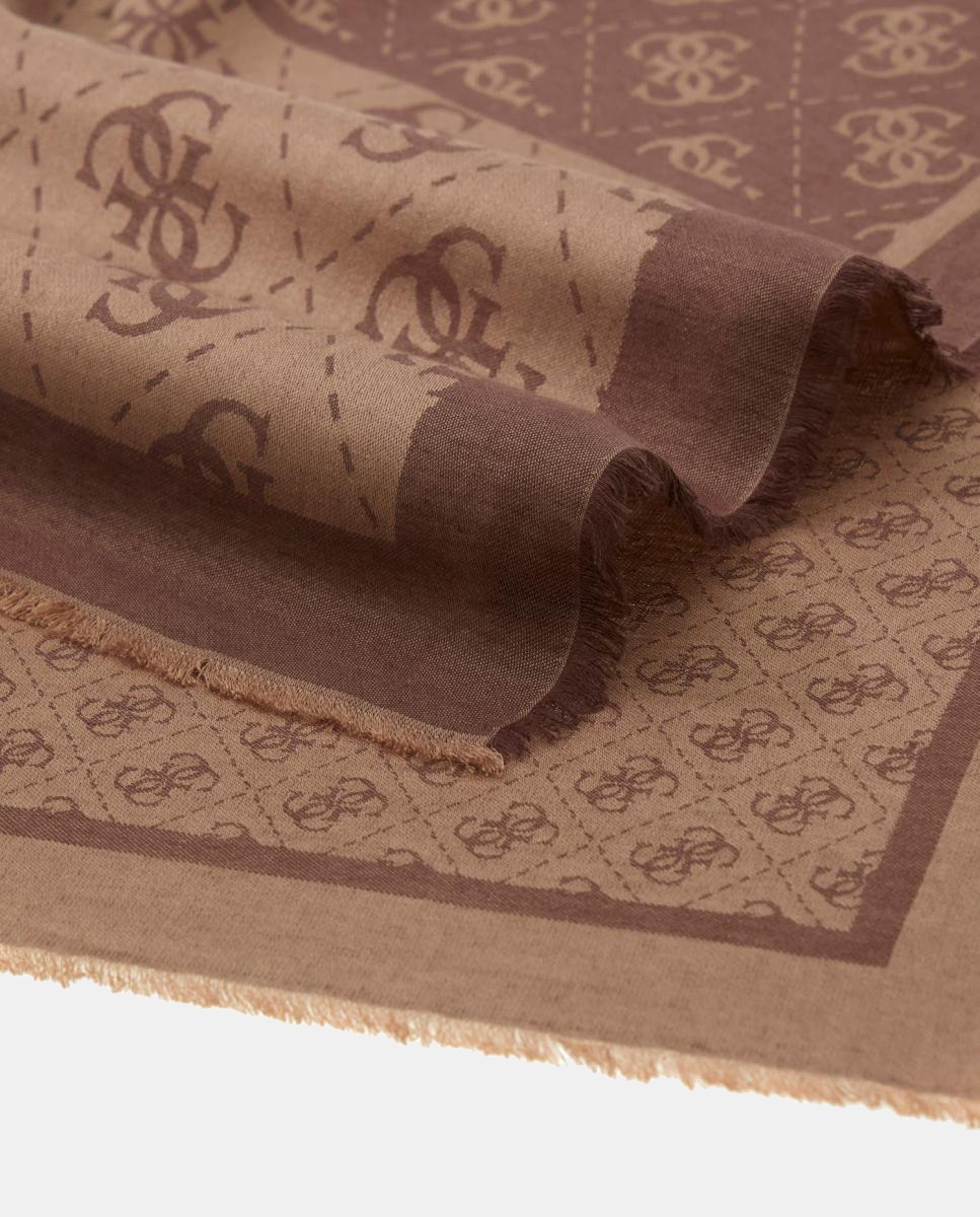 Lenço de Jacquard com Monograma e Logótipo Castanho-claro-3