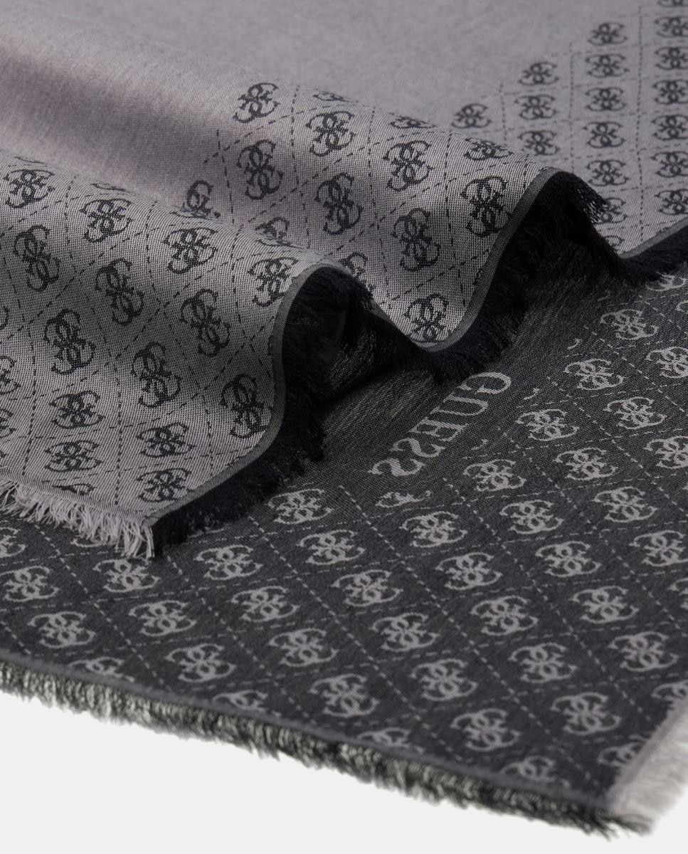 Lenço de Jacquard com Monograma e Logótipo Cinzento-escuro-3