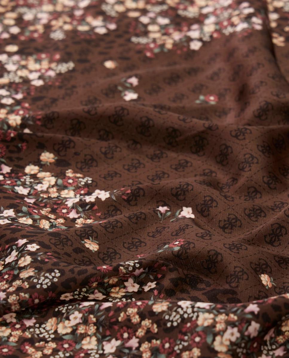 Lenço com Estampado Floral e Logótipo Castanho-escuro-2