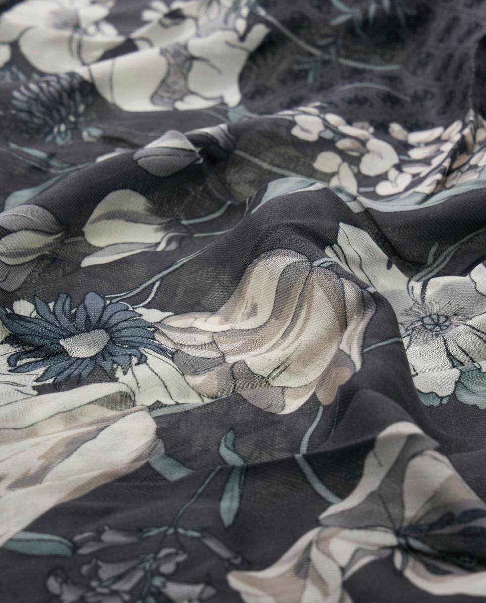 Lenço Estampado com Monograma e Logótipo Cinzento-escuro-2