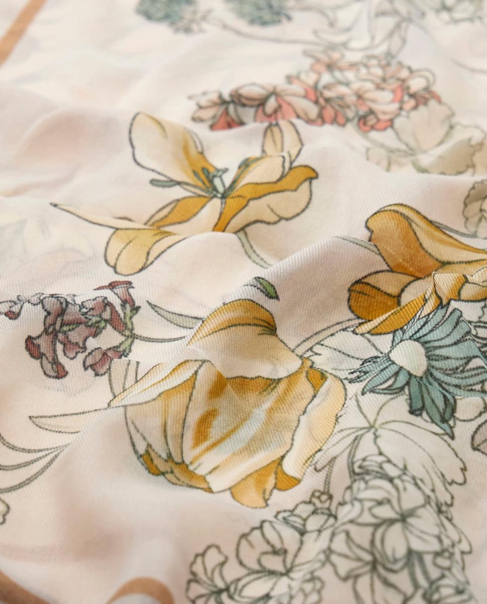 Lenço Estampado com Monograma e Logótipo Castanho-claro-2