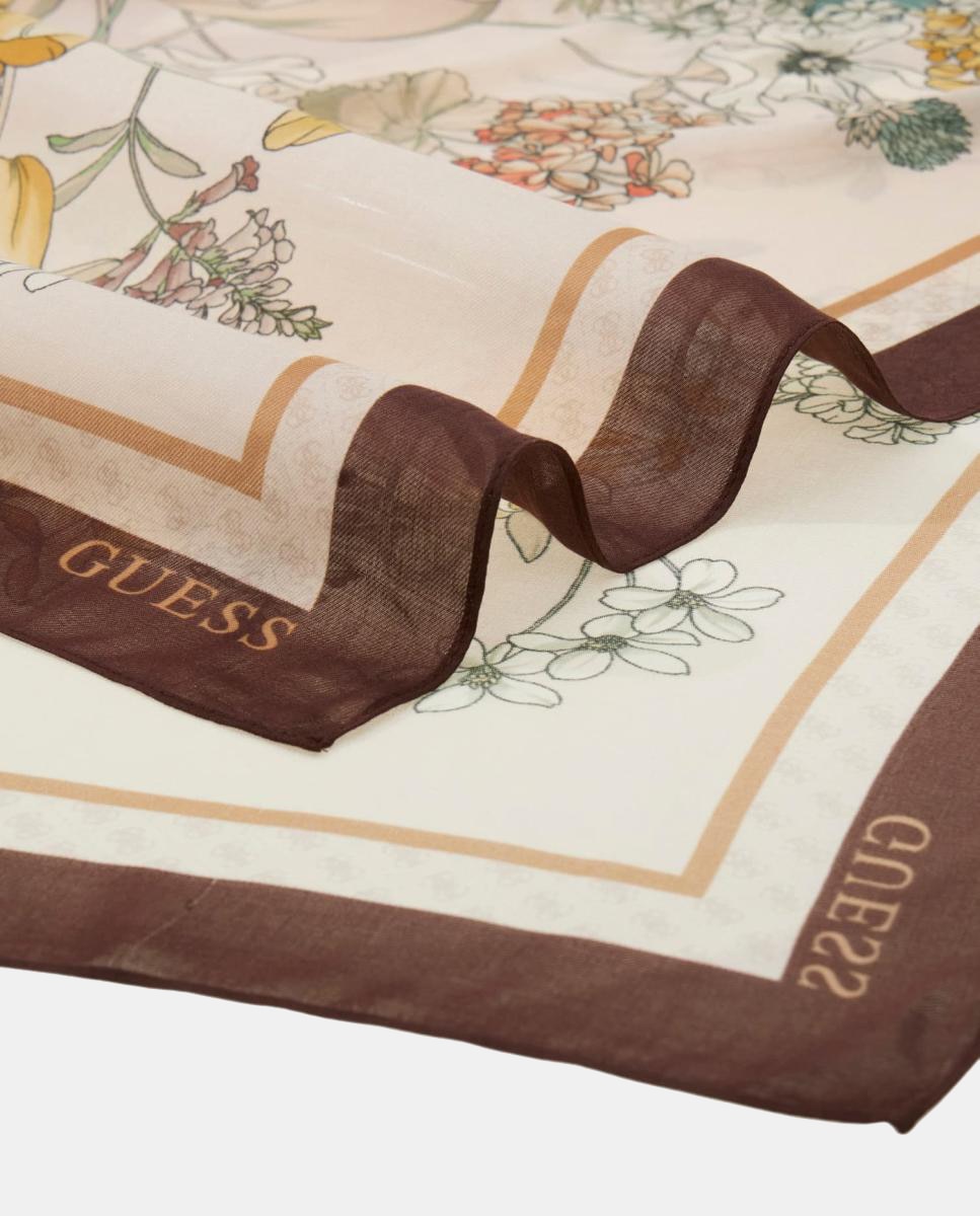 Lenço Estampado com Monograma e Logótipo Castanho-claro-3