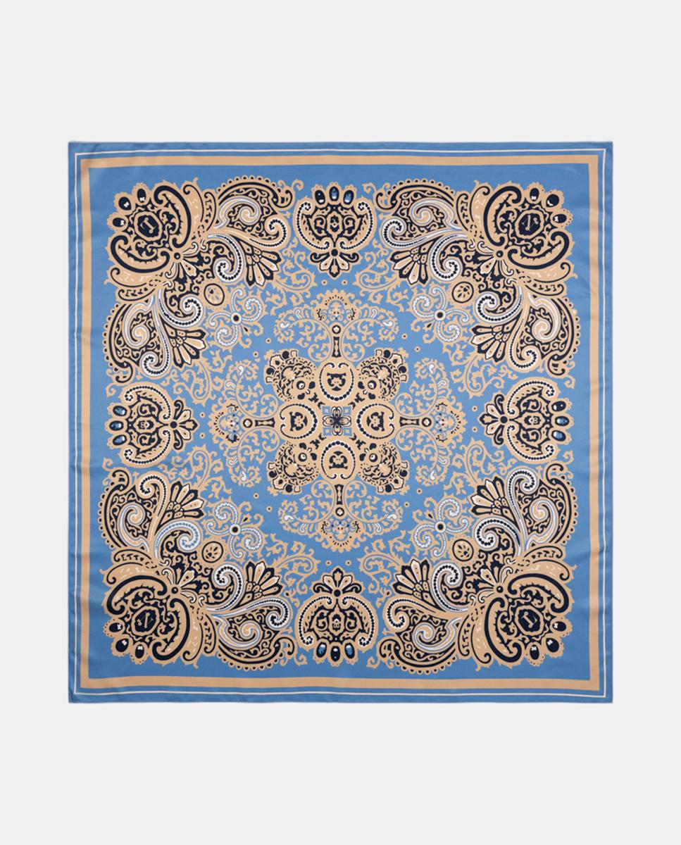 Imagen 0 de Pañuelo en formato carré con estampado ornamental Azul