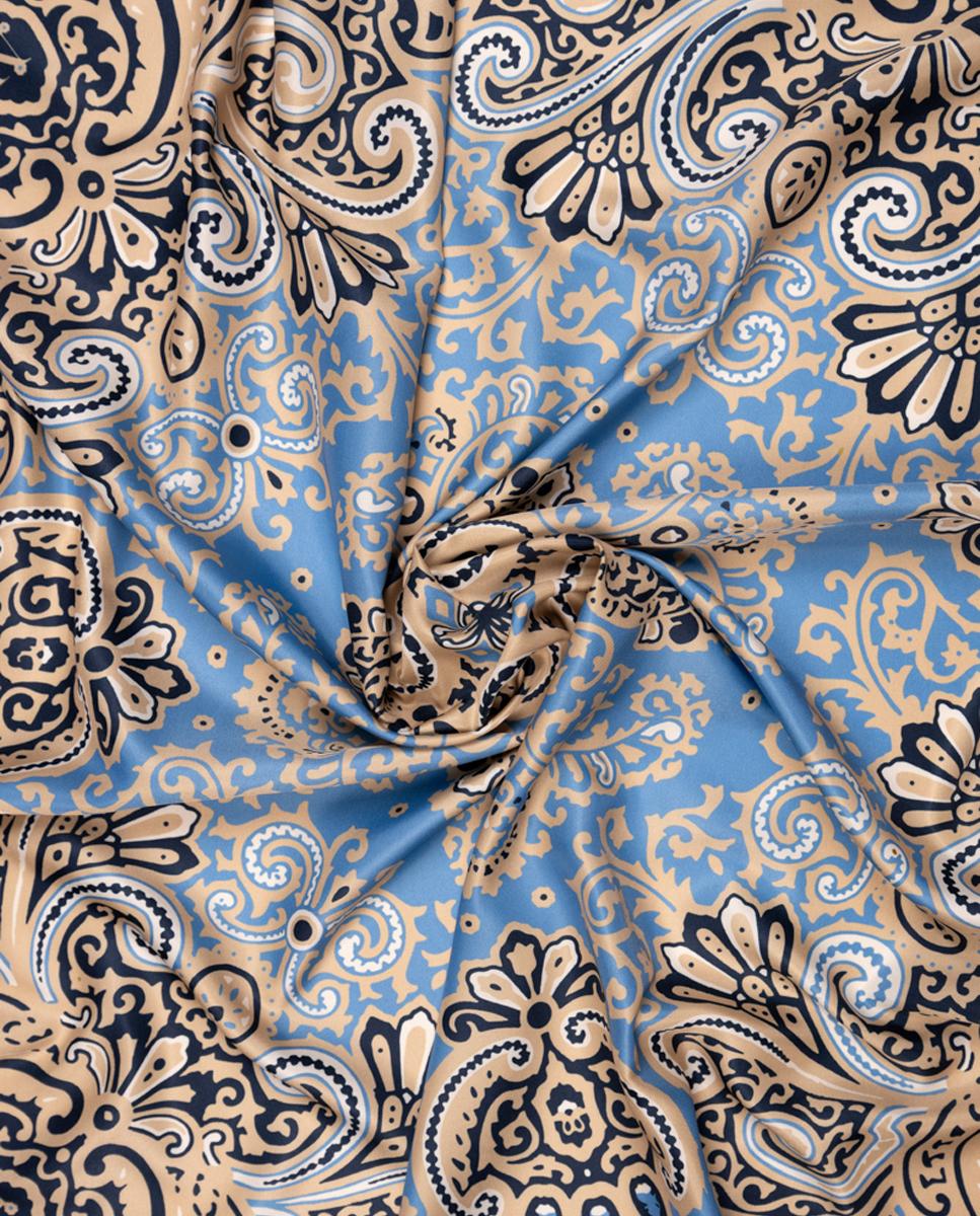 Pañuelo en formato carré con estampado ornamental - Naulover - Azul Azul-2