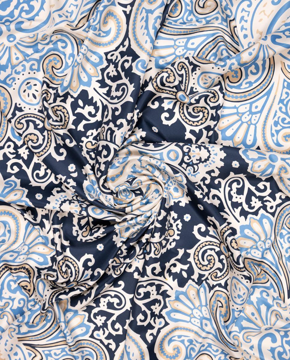 Pañuelo en formato grand carré con estampado ornamental - Naulover - Azul marino Azul marino-2