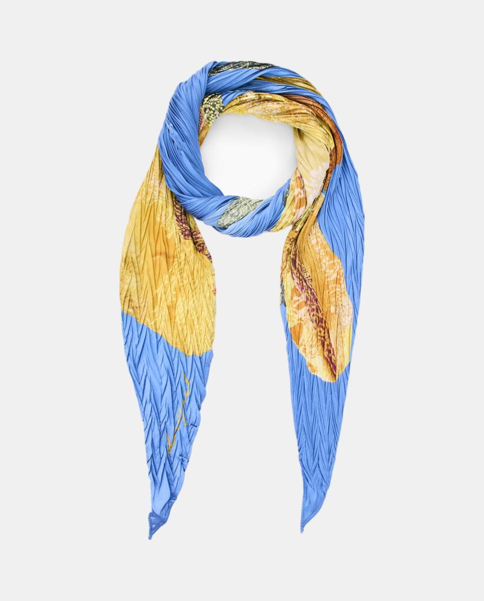 Écharpe com Estampado Floral Azul-2