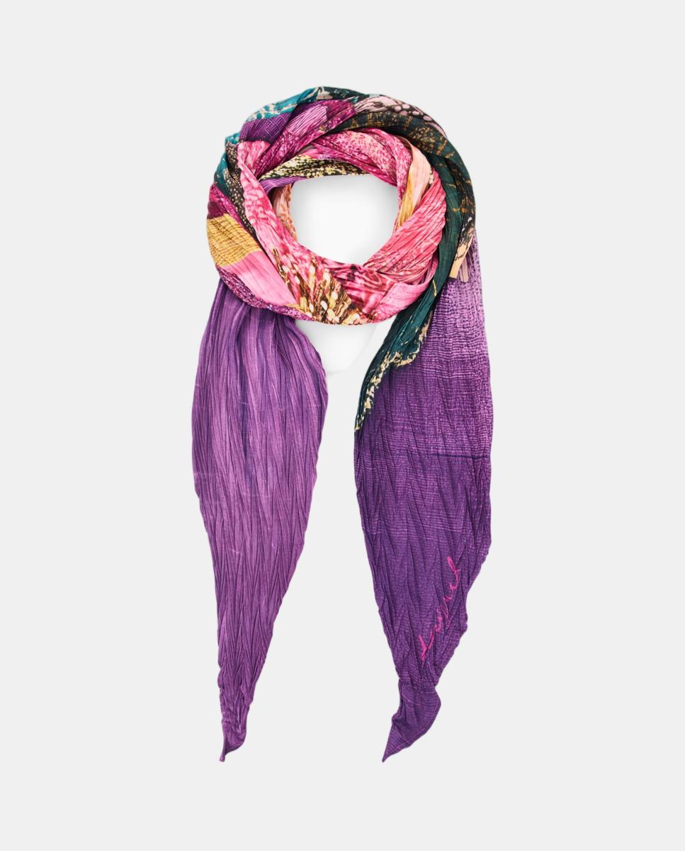 Écharpe com Estampado Floral Bordeaux-2