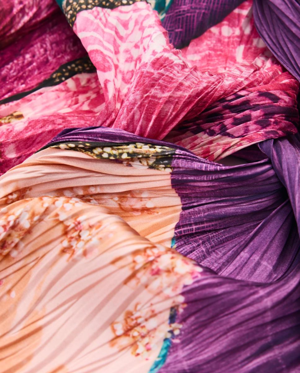 Écharpe com Estampado Floral Bordeaux-3