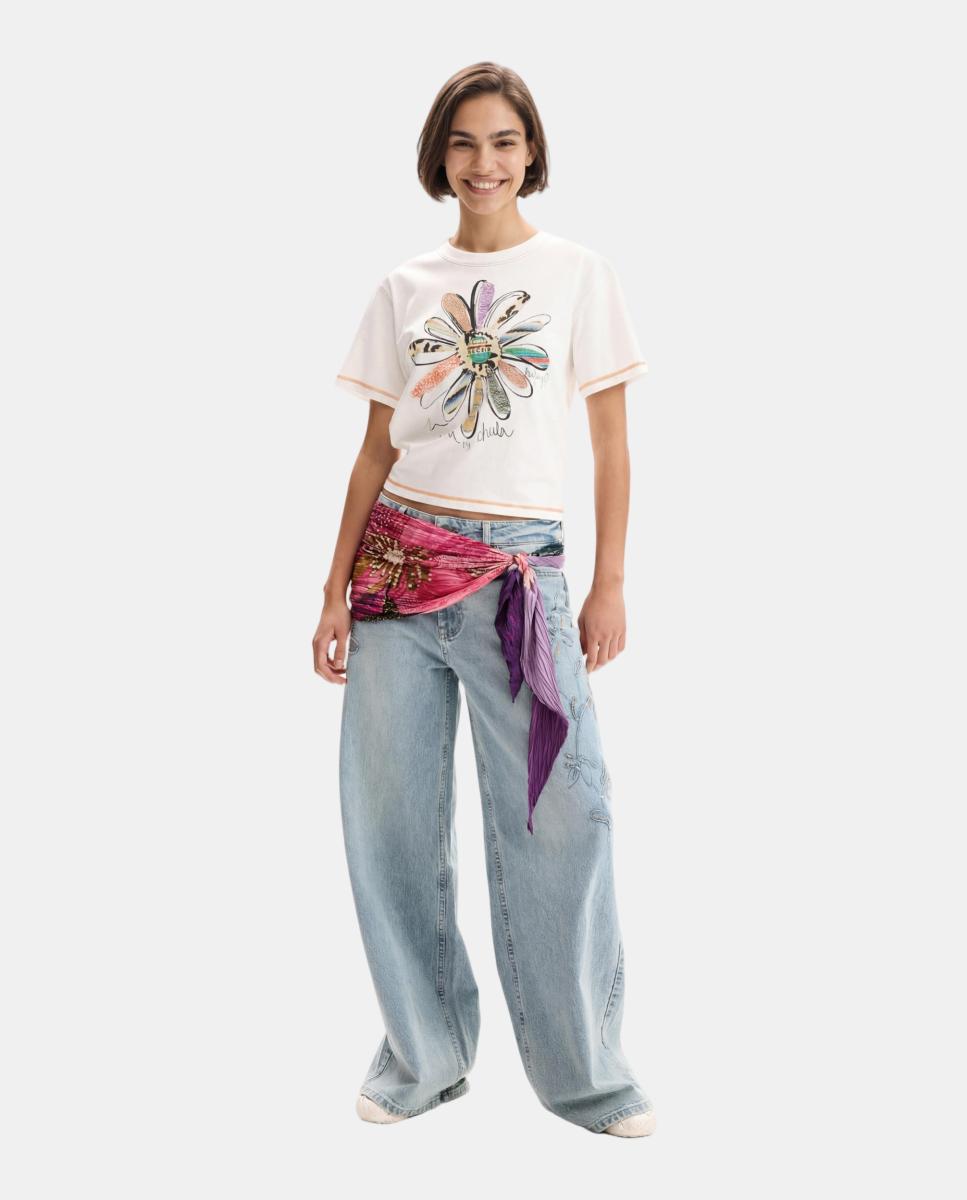 Écharpe com Estampado Floral Bordeaux-4