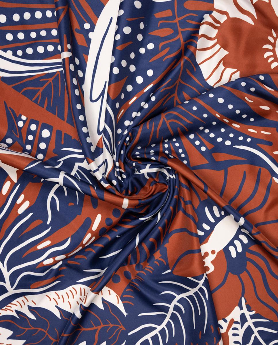 Pañuelo en formato carré con estampado floral. - Naulover - Azul Azul-2