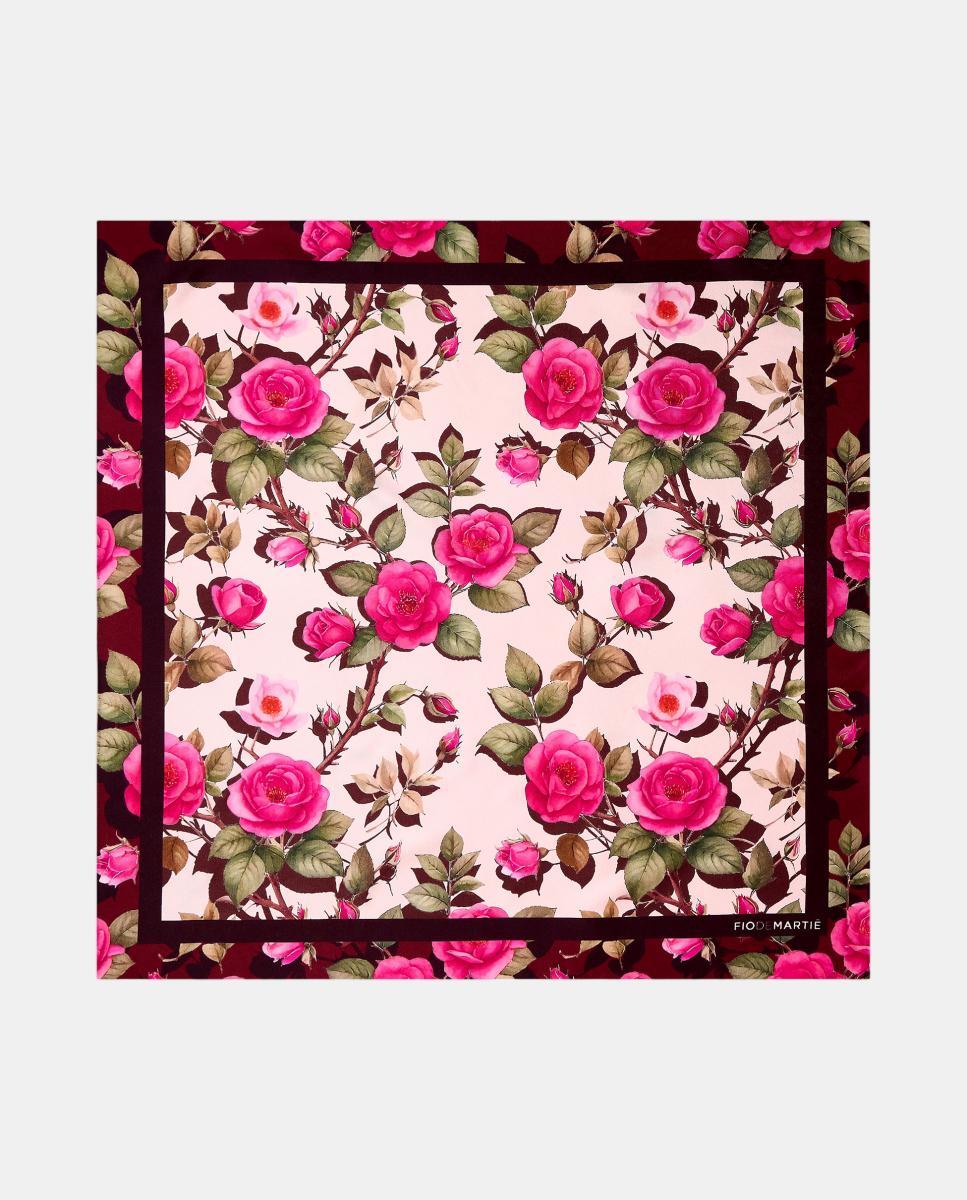 Imagen 0 de Pañuelo de seda 70x70cm  flores rosa Rosa