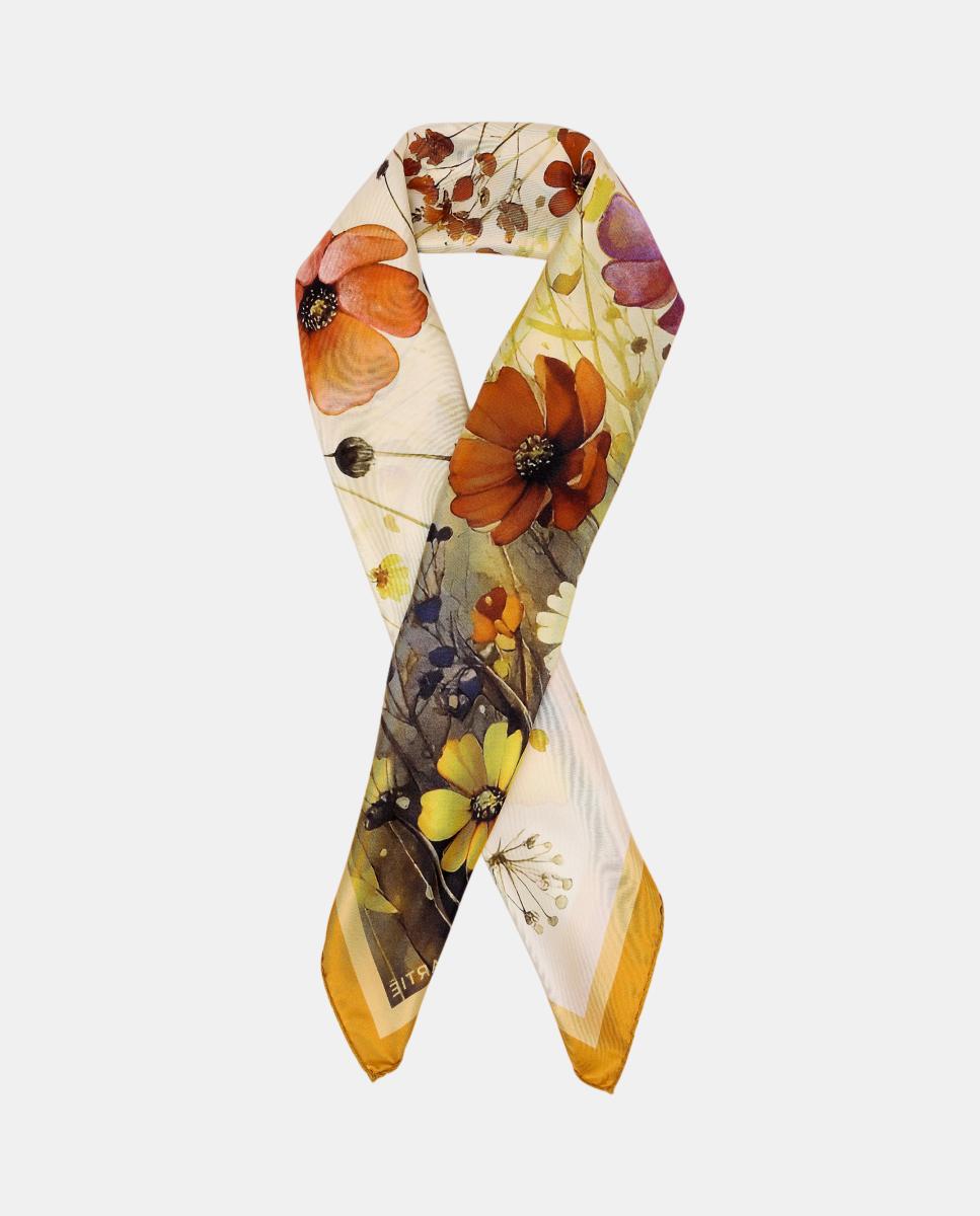 Pañuelo de seda carré 90x90cm estampado estampado florl amarillo multicolor - Fio de Martié - Amarillo Amarillo-2