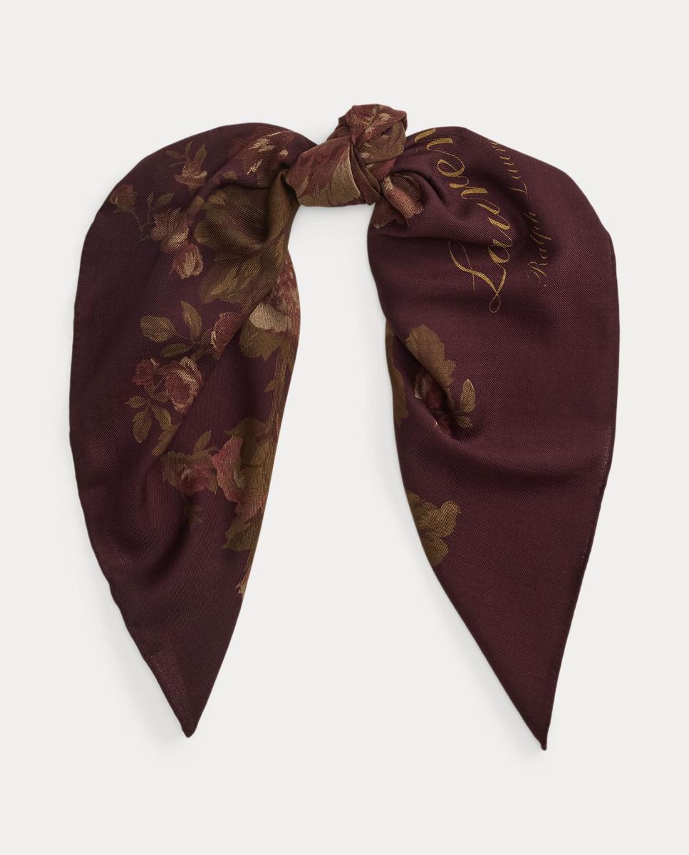 Imagen 2 de Pañuelo de mujer con estampado y logo - Lauren Ralph Lauren - Burdeos Burdeos