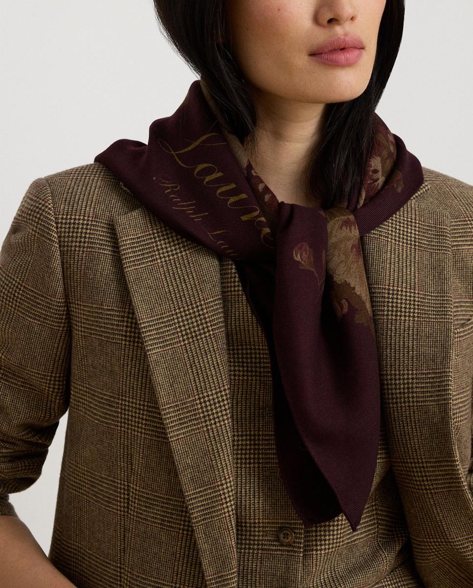 Imagen 3 de Pañuelo de mujer con estampado y logo - Lauren Ralph Lauren - Burdeos Burdeos