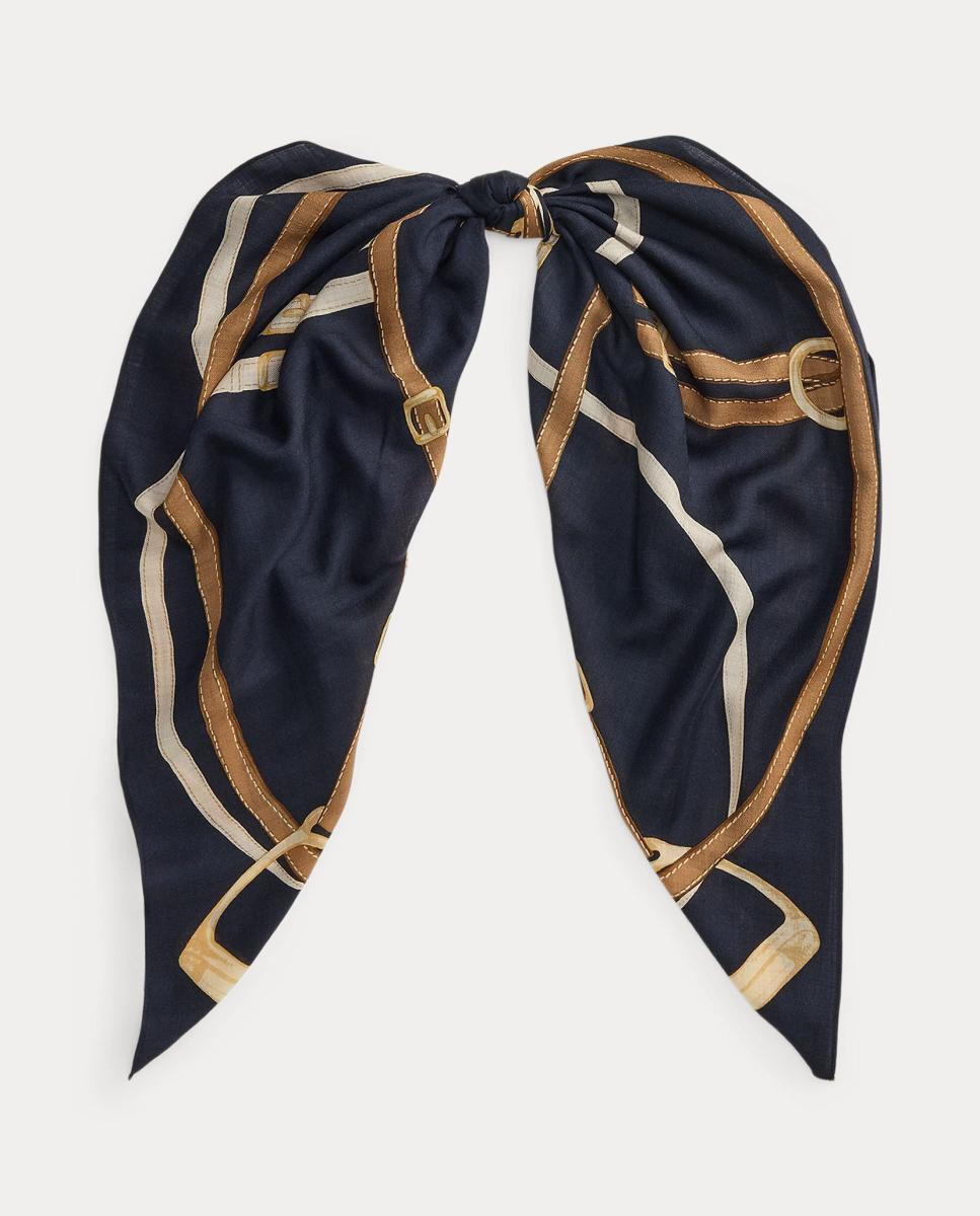 Pañuelo de mujer con estampado y logo - Lauren Ralph Lauren - Azul oscuro Azul oscuro-2