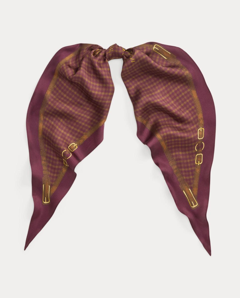 Imagen 2 de Pañuelo de mujer con estampado y logo - Lauren Ralph Lauren - Burdeos Burdeos
