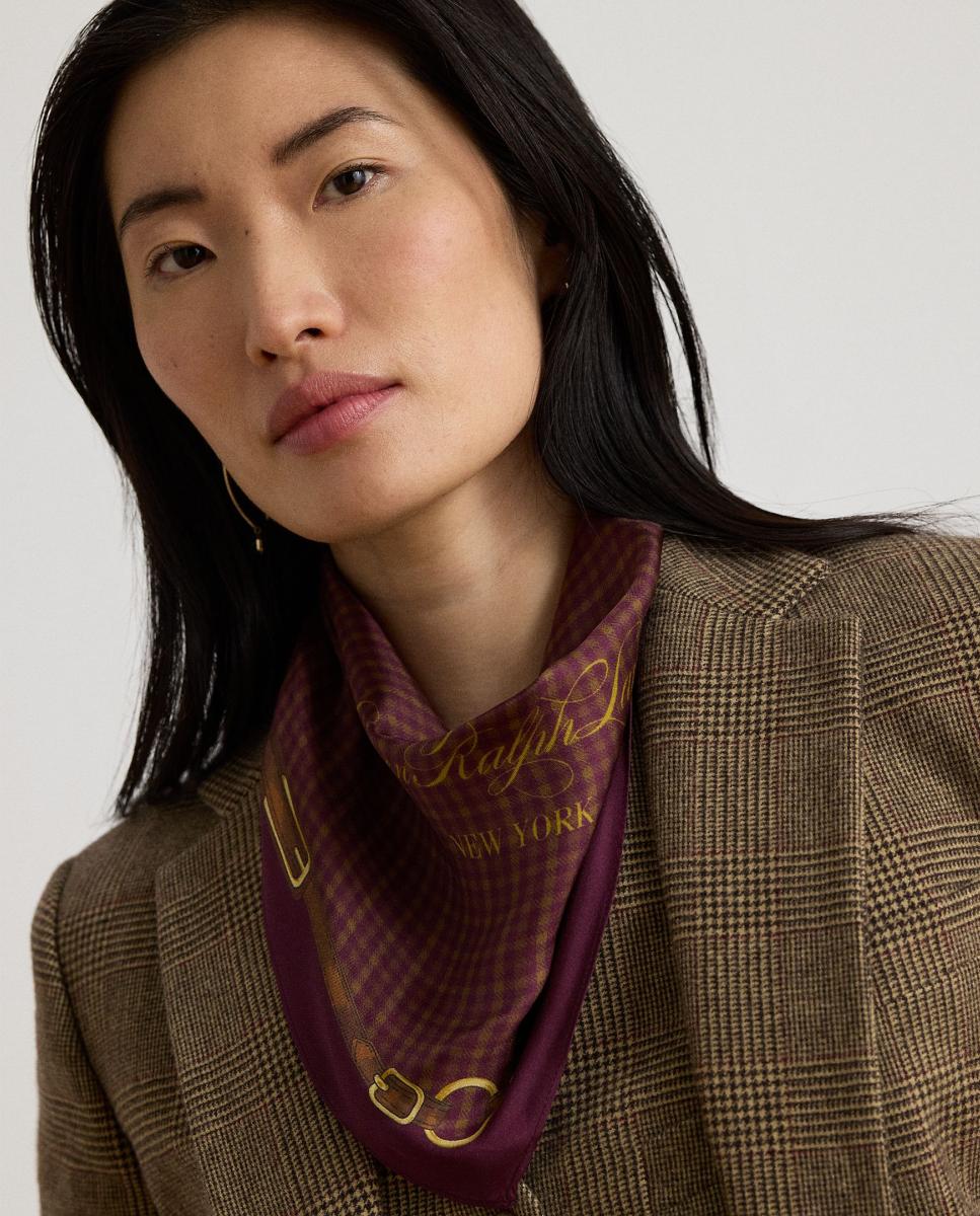 Imagen 3 de Pañuelo de mujer con estampado y logo - Lauren Ralph Lauren - Burdeos Burdeos