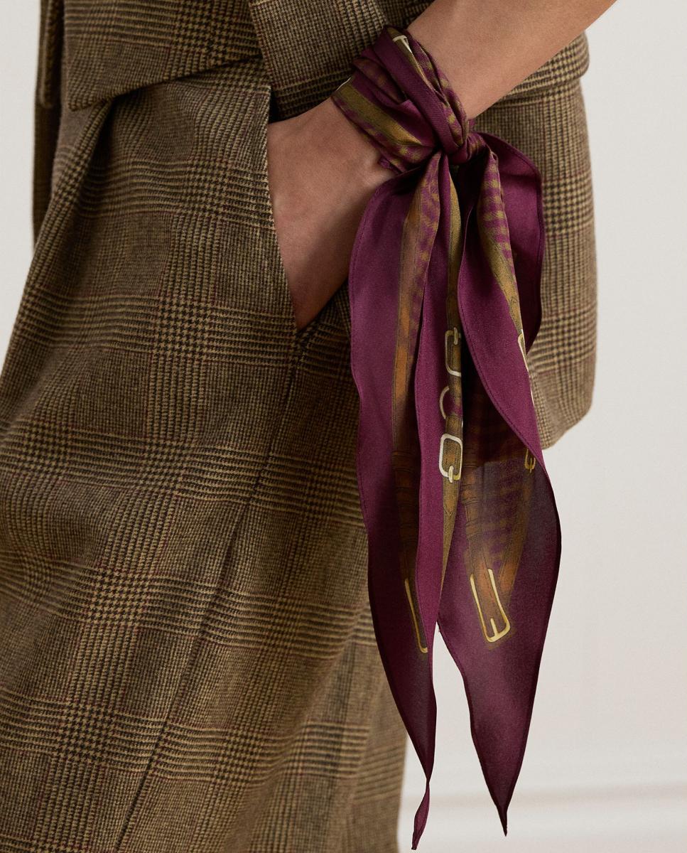 Imagen 4 de Pañuelo de mujer con estampado y logo - Lauren Ralph Lauren - Burdeos Burdeos