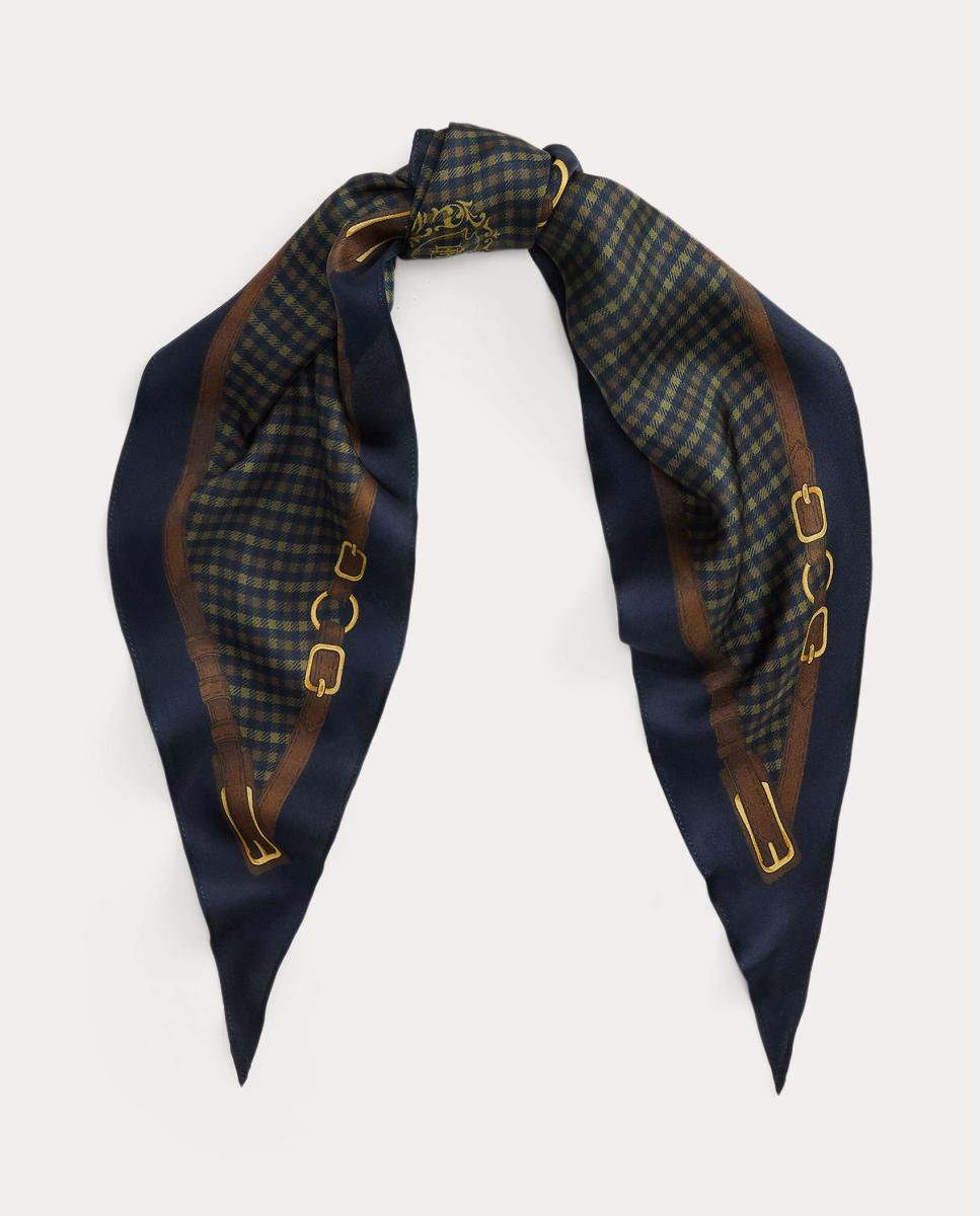 Pañuelo de mujer con estampado y logo - Lauren Ralph Lauren - Azul oscuro Azul oscuro-2