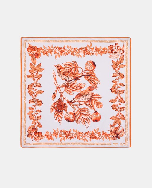 Bandana de mujer con estampado de frutas y aves