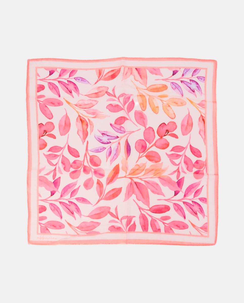 Bandana de Modal e Seda com Estampado Floral Fúcsia-3