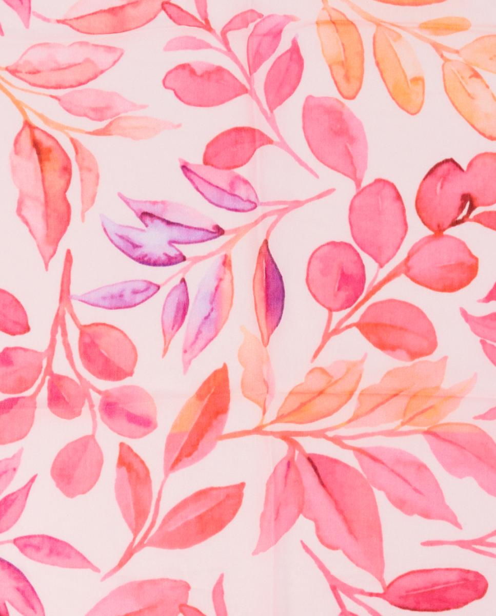 Bandana de Modal e Seda com Estampado Floral Fúcsia-4