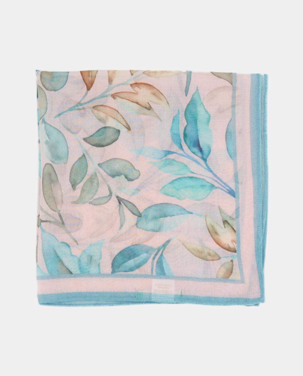 Bandana de Modal e Seda com Estampado Floral Verde-2