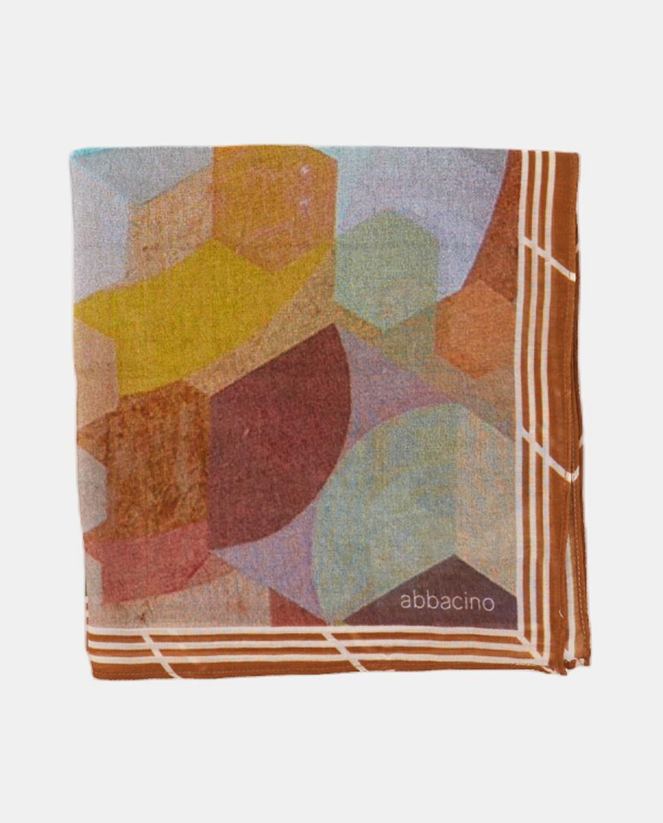 Bandana de Modal e Seda com Estampado Geométrico Amarelo-1