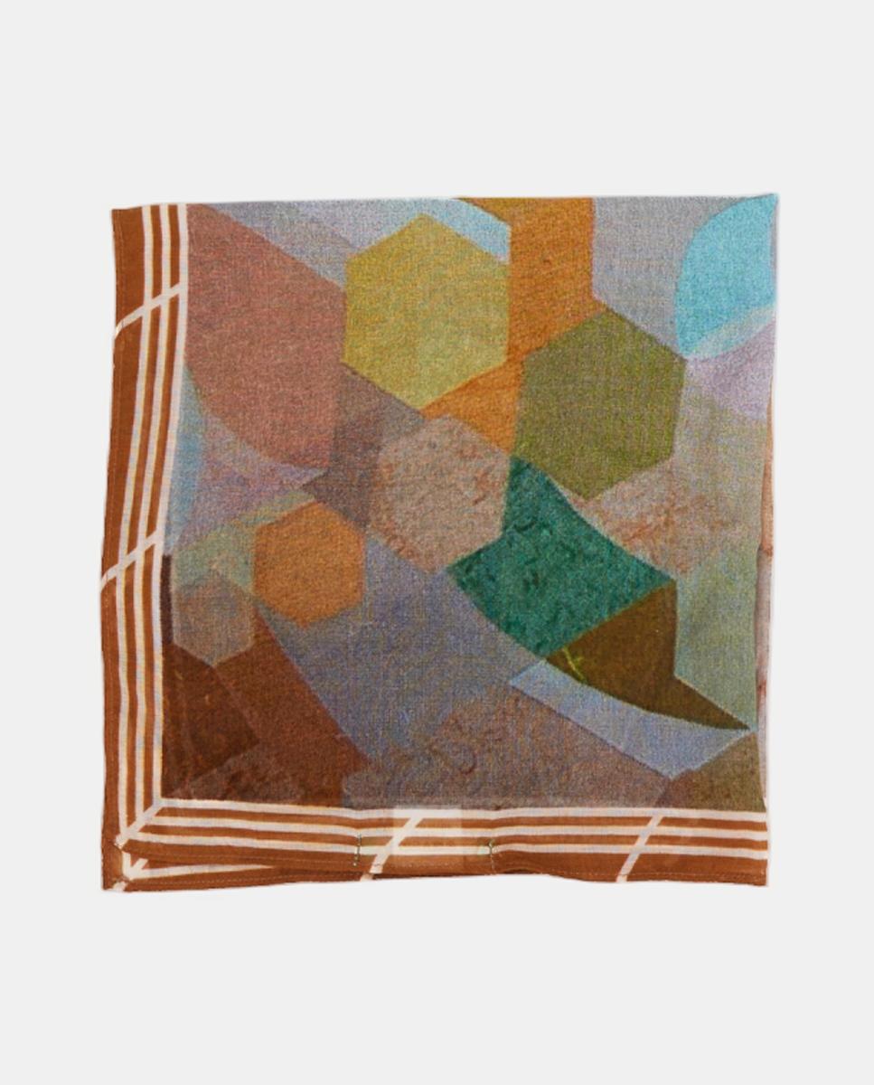 Bandana de Modal e Seda com Estampado Geométrico Amarelo-2