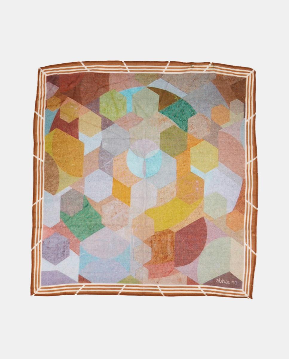 Bandana de Modal e Seda com Estampado Geométrico Amarelo-3