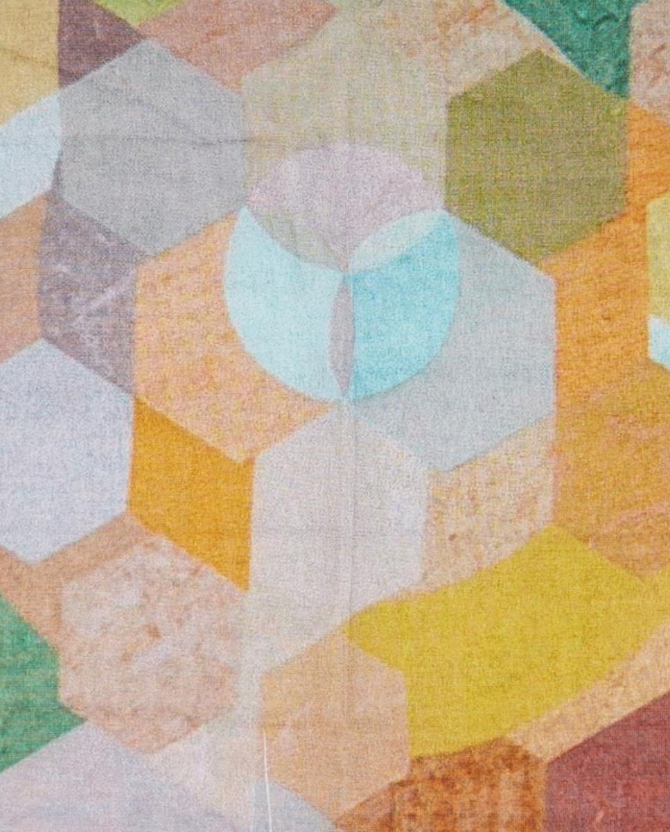 Bandana de Modal e Seda com Estampado Geométrico Amarelo-4